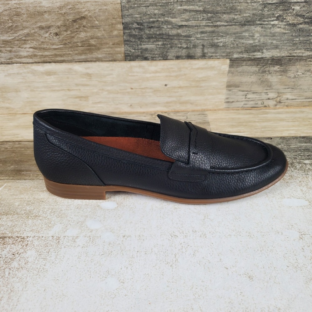 Aerosoles Winona Womens Loafers Sz 9.5 M Black Pebbled Leather Round Toe Comfort